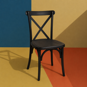 Resin Crossback <b>Dining</b> <b>Chair</b>-<b>Stackable</b> Ergonomic Modern Design Black for Home Office & Hotel Use in Villa & Apartment - Product Image 1