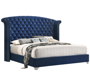 Blue 5-Piece Queen <b>Convertible</b> Modern Luxury Wood Bedroom Set for Apartment & Hotel - Product Image 6