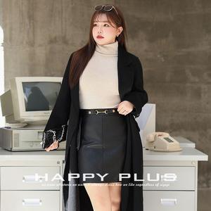 Runqi กระโปรงสั้นหนัง PU เอวสูง, กระโปรง N9032สีทึบพร้อมหัวเข็มขัดโลหะ - Product Image 3