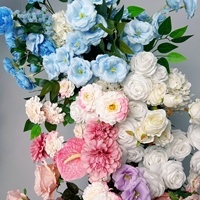 Arche de fleurs artificielles en soie réaliste, fait main, bleu-violet, en forme de corne de taureau, pour décoration de fond de mariage
