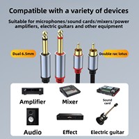 Câble audio RCA double 6,5 mm mâle-mâle à conducteurs en cuivre pour mixeur/amplificateur, instruments, clavier électronique, guitare, systèmes de haut-parleurs