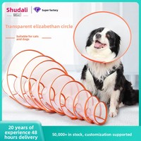 Collar Isabelino Transparente de PVC para Mascotas al por Mayor, Bajo MOQ, Borde Suave Naranja, Cono de Recuperación Antilamido para Gatos y Perros Postquirúrgicos, OEM