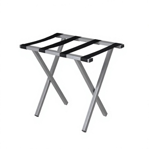 Porte-bagages pliable au design admirable en acier inoxydable couleur argent, pour la maison et l'hôtel - Product Image 1