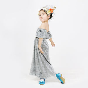 Robe longue pour bébé fille à imprimé numérique personnalisé, motif floral, épaules dénudées, vente en gros de vêtements pour bébés et enfants - Product Image 3