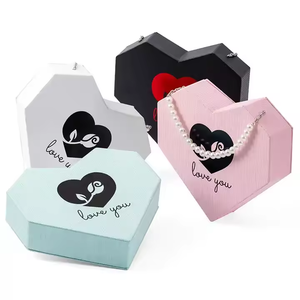 Elegante caja romántica en forma de corazón hermoso estilo de flor para almacenar anillos de joyería collares con Rosa de jabón de Rosa eterna - Product Image 5