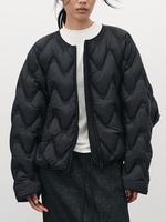 Janveny 2026 Nouvelle Veste Courte Matelassée Légère en Duvet de Canard Blanc pour Femme, Col Rond Ample, Collection Automne Hiver