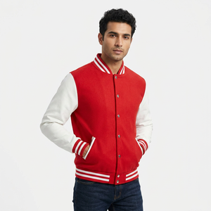 Veste de baseball personnalisée grise et noire avec patchwork, vestes de baseball - Product Image 1