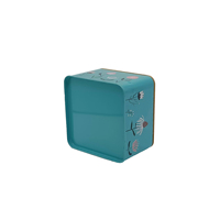 Boîte en métal rectangulaire vide, motif floral turquoise, avec couvercle en bois, pour rangement, vente en gros, directement de l'usine, approvisionnement en vrac