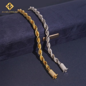 สร้อยคอเชือกแบบฮิปฮอปสำหรับผู้ชายและผู้หญิง ขนาด 6 มม. ประดับเพชรโมอิสซาไนต์ <span class=keywords><strong>VVS</strong></span> D ด้วยตัวล็อคแบบ Iced Out ทำจากสแตนเลสสตีล - Product Image 5