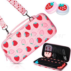 Strawberry Bun <b>Switch</b> Carrying <b>Case</b> For Nintendo <b>Switch</b> OLED EVA Crossbody Bag With Shoulder Strap And Button Cap - Product Image 1