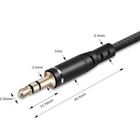 Câble auxiliaire DC 3,5 mm mâle vers mâle, transfert de qualité sonore par prise plaquée or en cuivre nu pour casque stéréo, écouteurs et haut-parleur