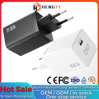 Chargeur mural certifié OEM ODM 68W avec prise EU, port USB C, GaN PD, charge rapide, vente directe d'usine, emballage personnalisé avec logo