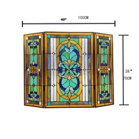 40''x28'' Handgefertigter Langlebiger Kaminvorhang im Barock-Stil aus Buntglas mit Gebogener Form und Solider Struktur für Villen