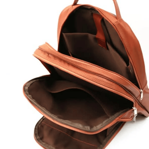 Full Grain Leather <b>Backpack</b> Unisex Water Resistant Travel Daypack Zipper Closure Adjustable Straps 20-35L Capacity - Product Image 2