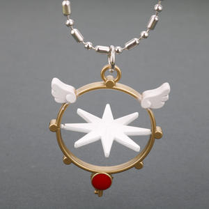 Anime Card Captor Gargantilla Collares <span class=keywords><strong>Cardcaptor</strong></span> <span class=keywords><strong>Sakura</strong></span> Clow Charm colgante giratorio KINOMOTO sellado varita collar llavero - Product Image 4