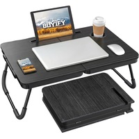 Nouvelle conception, table pliante pour ordinateur portable de 23,4 pouces, table de lit avec porte-gobelet, plateau T1123