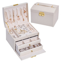 Caja de Almacenamiento de Joyería Rígida de 3 Capas, Personalizada, de Lujo, con Papel de Regalo de Terciopelo, 2 Cajones, Herrajes Metálicos Dorados en Relieve, Portátil
