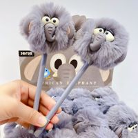 Stylo gel à cheveux effet pattes de chat avec adorable boule en peluche – Encre noire 0,5 mm, stylo promotionnel en plastique