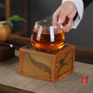 Bamboo Rock <b>Tea</b> Warmer Square Handmade Alcohol Candle <b>Tea</b> Heater For <b>Tea</b> <b>Set</b> - Product Image 4