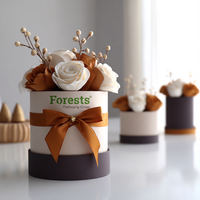 Boîtes à fleurs romantiques de forme ronde, boîtes à fleurs cylindriques de luxe, bouquet de fleurs fait main, emballage cadeau avec logo personnalisé