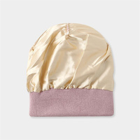 Gorro de Punto Personalizado Unisex con Forro de Seda Satinada Dorada, Logotipo Bordado en Ambos Lados, Gorro de Invierno Grueso y Cálido para Esquí
