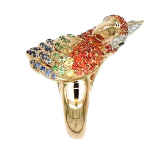 Anillo para mujer con piedra preciosa de circonita y granate en forma de pera, diseño de loro de color para fiesta de boda, regalo de compromiso - Product Image 1