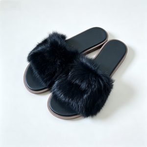 Lounge Women Coffee Brown Shearling Faux Fur <b>Slippers</b> Twisted Band Flexible Sole Office Use Mixed Sizes Best Seller Working Ladi - Product Image 5