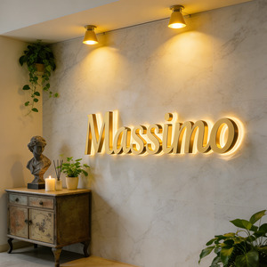 letrero LED personalizado, letrero LED retroiluminado mate dorado personalizado, señalización <span class=keywords><strong>de</strong></span> letras, logos para negocios, Le - Product Image 3