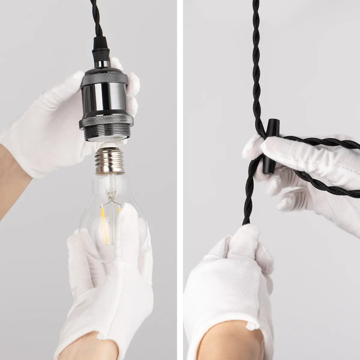 Tipe H warna hitam dengan kabel soket E26 dengan liontin lampu Jalur dapat disesuaikan (4 kaki)