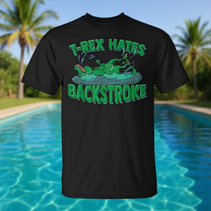 Camiseta T-Rex Hates Backstroke Swimming para adulto, unisex, color negro - Product Image 3