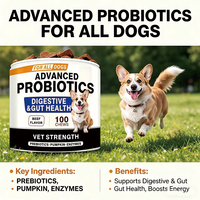 Probiotiques pour chiens recommandés par les vétérinaires, sous forme de friandises molles, pour soulager les stomacs sensibles et renforcer le système immunitaire, à la citrouille