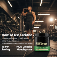 Creatina Monohidrato en Polvo de Grado Alimenticio 99% Ultra Pura, 80/200 Mesh, Personalizable, Frasco de 300g, Pre-Entrenamiento, Nutrición Deportiva, Suministro a Granel OEM