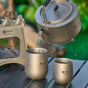 Résistant à la chaleur Camping en plein air Double paroi titane métal tasse à boire tasse à café légère tasse de voyage Portable - Product Image 4