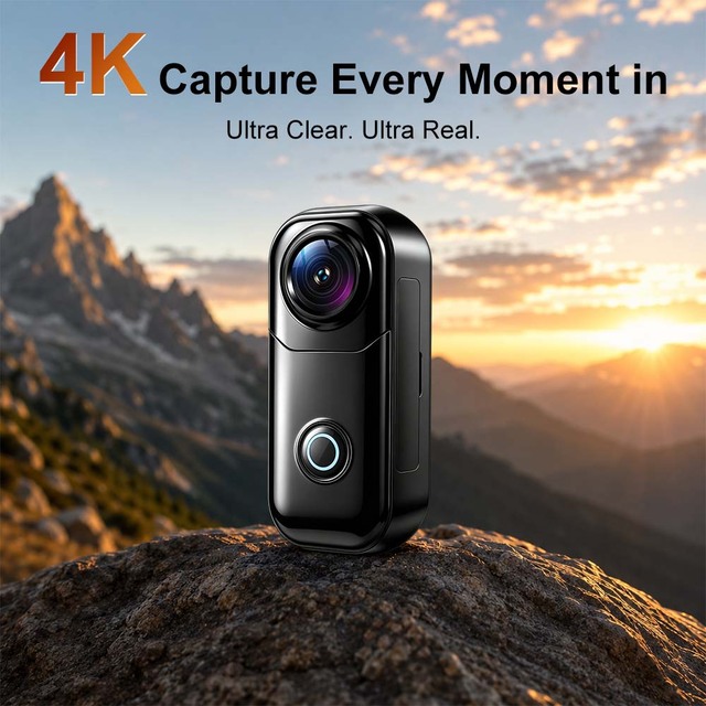 Ultra 4K HD Mini Action Camera Sports Camera with Wide Angle 142° IP63 Waterproof Remote Controller for Cycling Viipulse APP