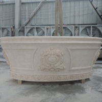 Pierre de marbre naturelle blanche polie de luxe personnalisée pour salle de bain d'hôtel Baignoire en pierre de douche pour villa