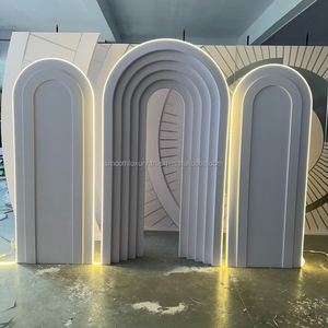 Fondo de soporte de arco de evento interior al aire libre decoración de escenario de boda multicapa cuadrado de acrílico blanco liso - Product Image 4