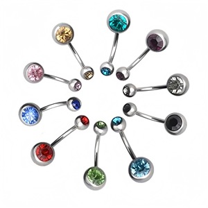 Anillos de ombligo de acero inoxidable calibre 14, 1.6x10mm, con incrustaciones de piedras preciosas para mujer, joyería para el ombligo - Product Image 3