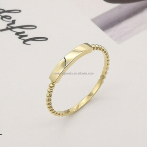 Gran oferta, anillo de oro Real de 9K grabable para niña, regalo para mujer, joyería fina, anillo delicado de oro puro personalizado - Product Image 3