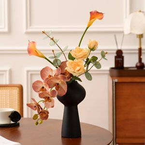 Ensemble d'orchidées Phalaenopsis artificielles en soie avec vase, style moderne, décorations de bureau pour salon et salle d'exposition - Product Image 2