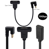 Factory 10Gbps 4K 60Hz USB 3,1 Cable de extensión de montaje en panel de tipo de ángulo recto de 90 grados de montaje en panel de USB-C