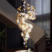Lustre en cristal Feuille d'érable, design artistique, pour villa et hôtel, suspension flocon de neige, lustre suspendu personnalisé Feuille d'érable pour escaliers