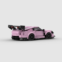Voiture de course sportive rose pour enfants, modèle MOC, blocs de construction en plastique ABS, compatible avec les puzzles à petites particules DIY