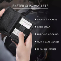 Dompet Kulit Pendek Pria yang Dapat Disesuaikan dengan Tempat Kartu ID Otomatis, Tipis, dan Anti-RFID untuk Tali Uang Ridge