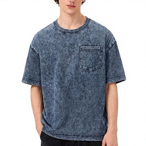 240G Heavyweight Denim <b>Washed</b> Oversized Men's T-Shirt Pocket Style Short Sleeve Loose American Vintage Trendy Brand - Product Image 3