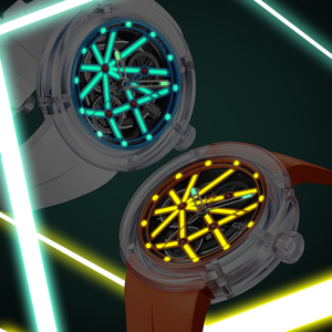 Reloj Mecánico de buceo para hombre, Funda de cristal óptico, correa de goma, puntero luminoso, novedad - Product Image 3