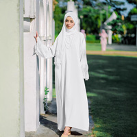 Robes modestes pour femmes musulmanes, très vendues, avec ensemble hijab assorti, couleur unie, élégantes, longueur au sol, dentelle, empiècements floraux, extra-longues