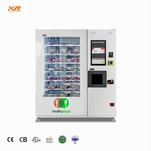 XY Large Touchscreen Fresh Food Vending Machine with Refrigeration and Lifting System and Can Sell Fruits and Vegetables.