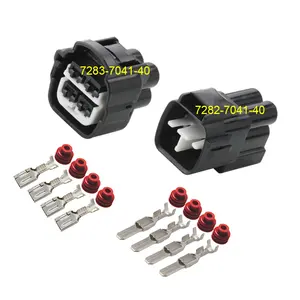 DJ7045YA-0.6-21 7283-7041-40 Auto Black 4 Way Waterproof Car Radiator Fan Wire Connector 7282-7041-40