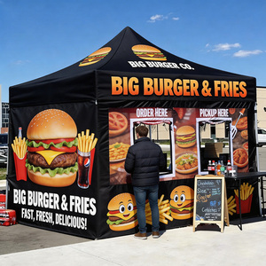 Carpa Plegable para Food Truck de Hamburguesas, Carpa de Exhibición de Marca, Carpa Resistente para Mercado al Aire Libre, Carpa Personalizada para Vendedores con Impresión para Puesto de Comida - Product Image 1