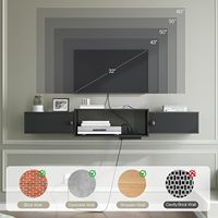 Meuble TV mural flottant 55 pouces avec prises électriques et portes, rangement moderne en bois d'ingénierie pour salon, chambre et maison